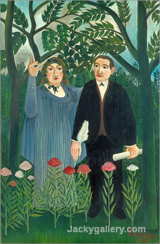 Der Poet Apollinaire und seine Muse. by Henri Rousseau paintings reproduction